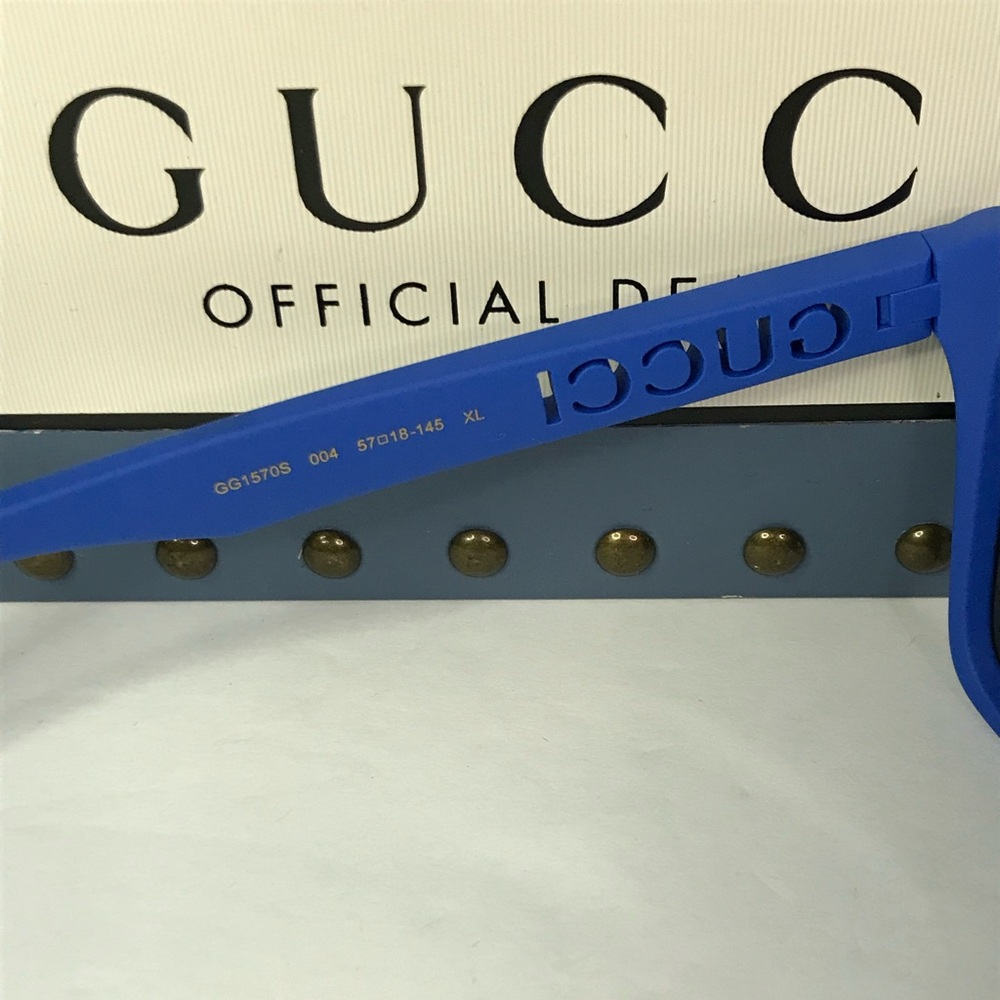 💯 Authentic - NEW Gucci GG1570S - 004 Blue Sunglasses - Picture 14 of 14